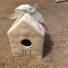 Rae Dunn 2017 square LL Fly birdhouse OG