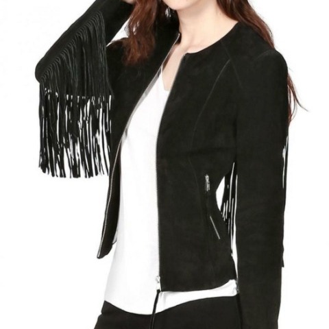 SOIA & KYO Black Suede Moto Jacket XS