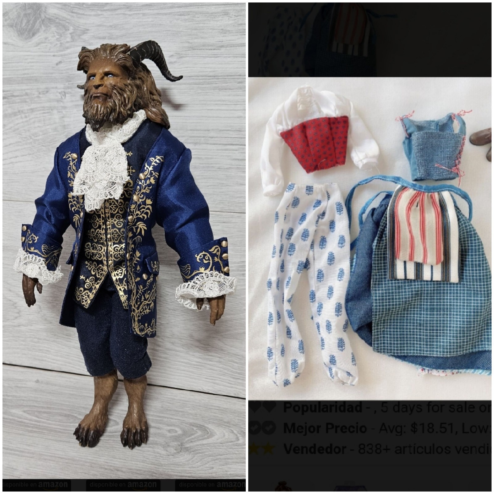 Barbie disney doll collector film live action beast and Belle village outfit