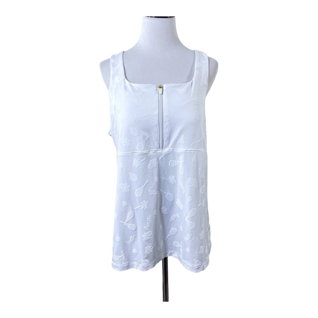 Lilly Pulitzer Luxletic Kalila Tennis Bra Tank White Perfect Match Jacquard M