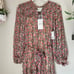 Joie Peoria Midi Silk Dress in Tan Floral Print Boho Cottagecore NWT Size Small