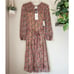 Joie Peoria Midi Silk Dress in Tan Floral Print Boho Cottagecore NWT Size Small
