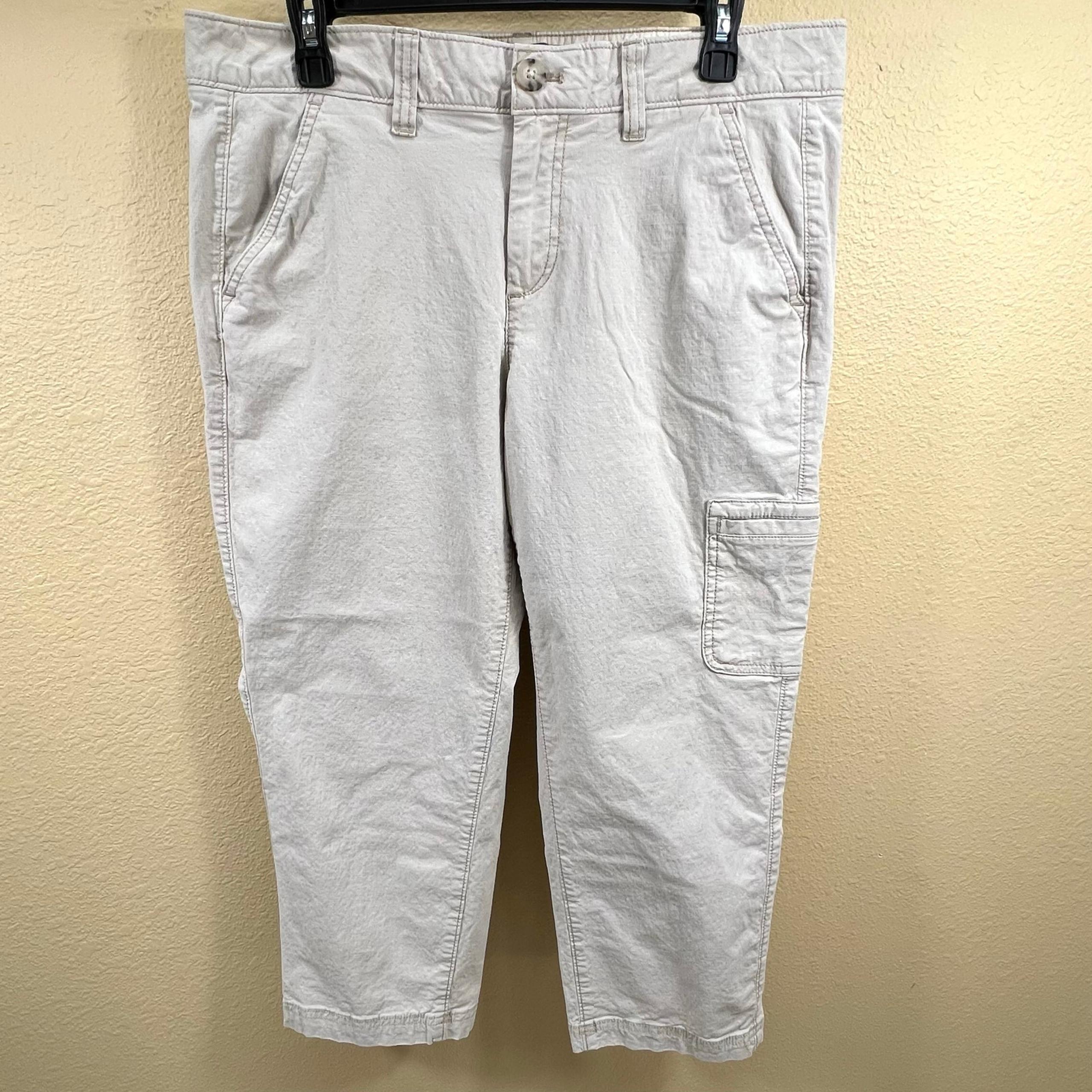 Eddie Bauer Womens Tan Capri Cargo Pants Mid Rise Size 12