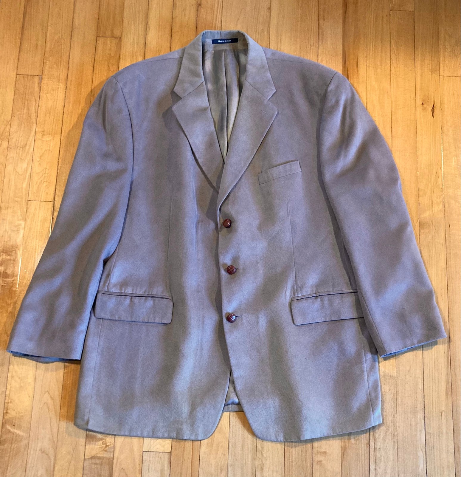 Ralph Lauren Men's Beige Blazer 48T Microfiber Suede 100% Poly 3 Button