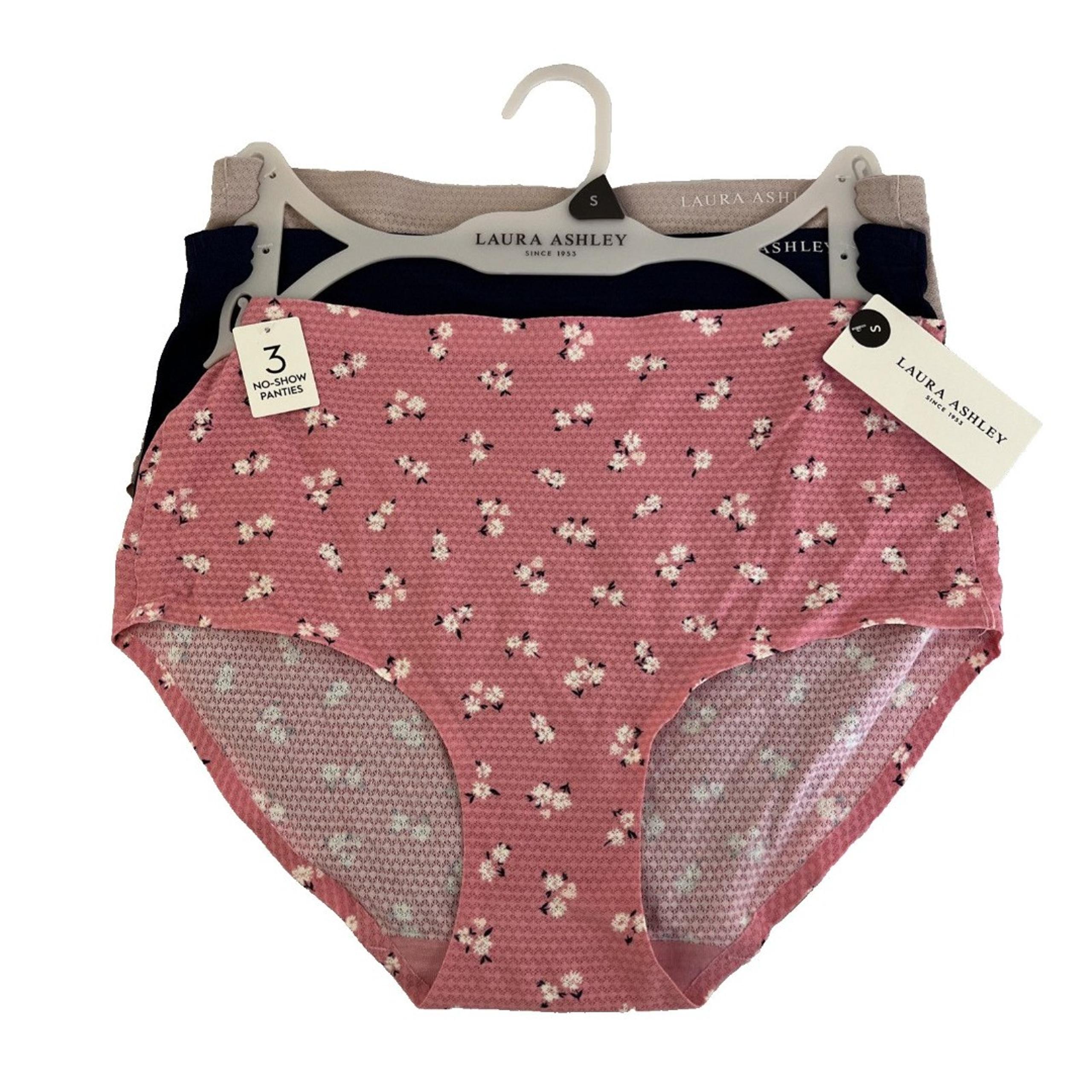 New Women’s 3 Pack Laura Ashley No Show Panties Sz S NWT Seamless Nylon Spandex