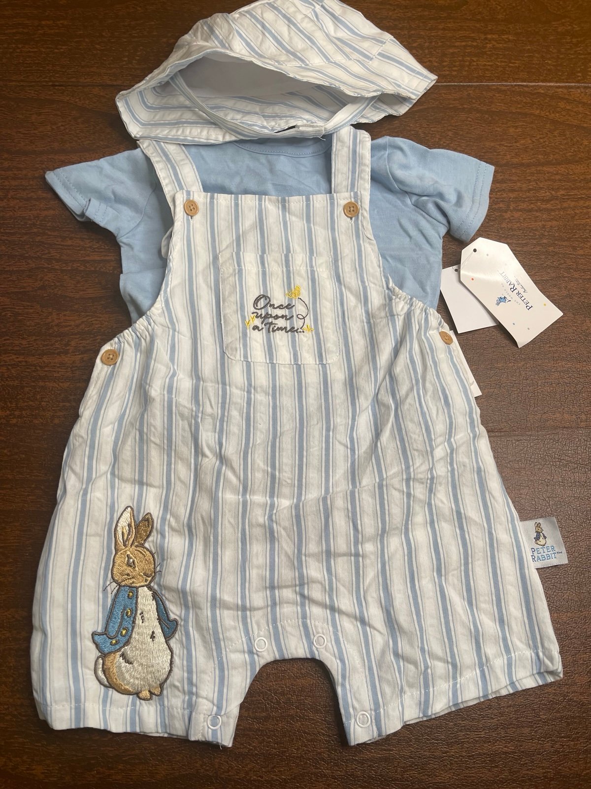 NWT 18m Peter Rabbit 3p Baby Romper bunny sun suit HAT shortalls easter infants