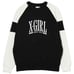 【New】X-girl Logo Embroidered Raglan Sweatshirt, Black, Size S