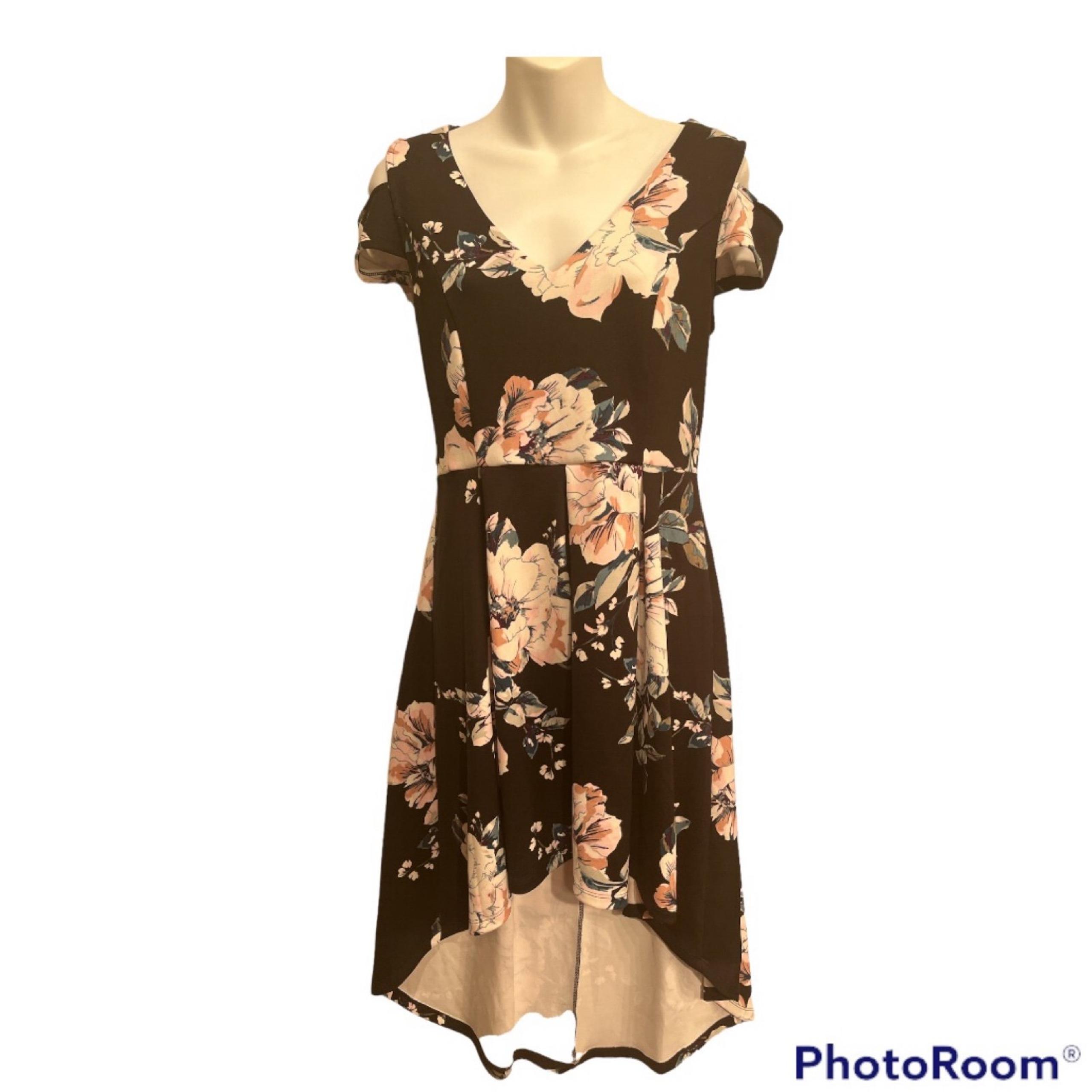 Charlotte Russe High low dress Size medium  Black with floral