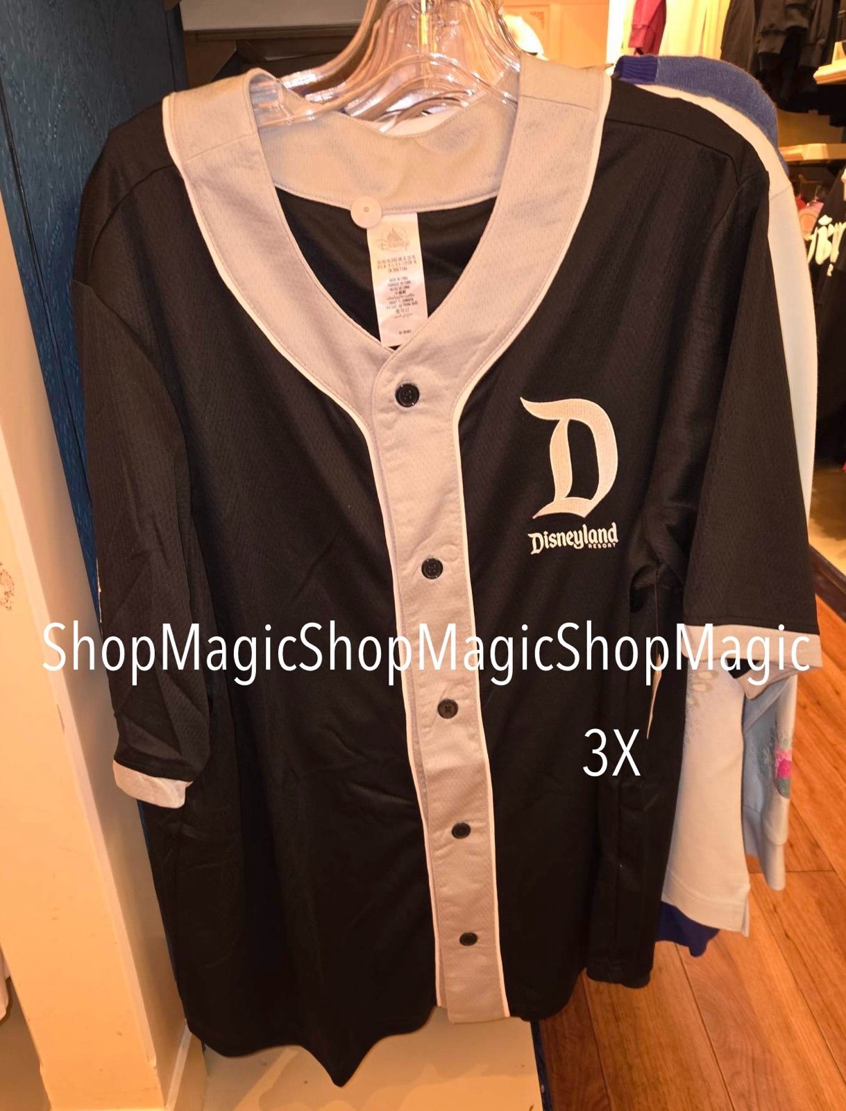 New Disney Parks Disneyland Black Grey Baseball Spirit Jersey