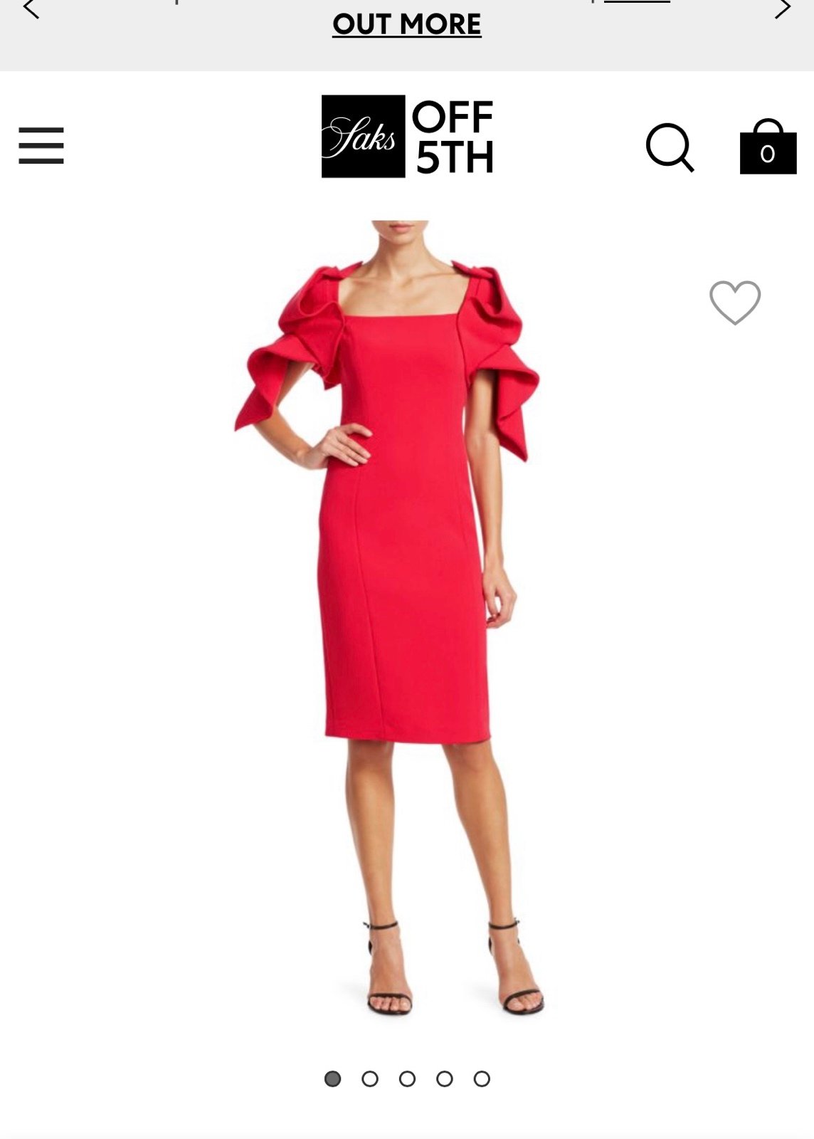 Badgley Mischka red ruffled sleeves size 6 dress