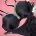 Victoria's Secret 36D PUSH UP BIKINI M bottom BLACK Silver SHINE STRAP