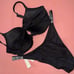 Victoria's Secret 36D PUSH UP BIKINI M bottom BLACK Silver SHINE STRAP