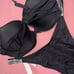 Victoria's Secret 36D PUSH UP BIKINI M bottom BLACK Silver SHINE STRAP
