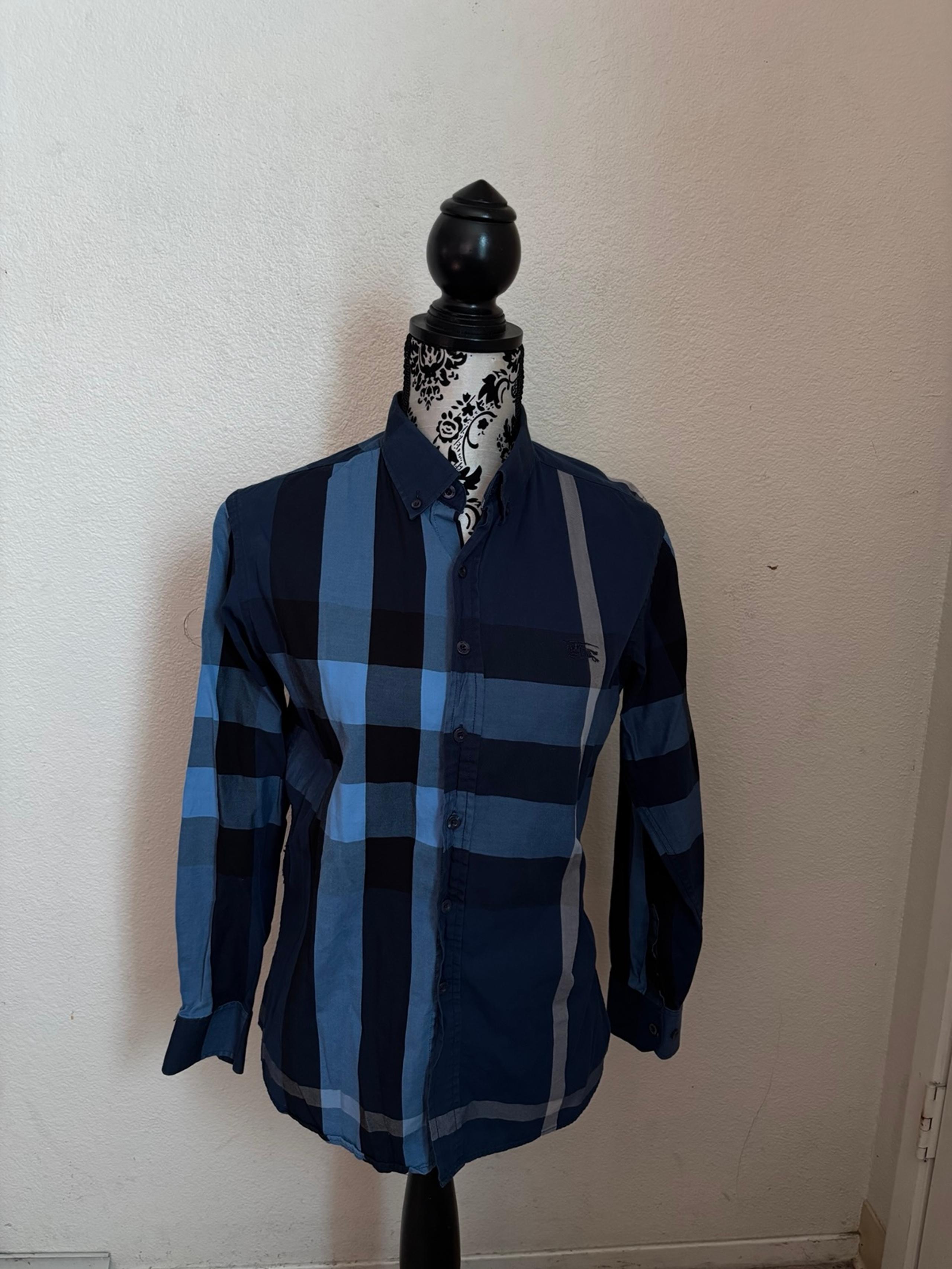 Burberry men’s plaid button up shirt