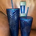 Starbucks Holiday 2022 Blue Azure Jeweled Venti & Grande Tumbler & Keychain Set