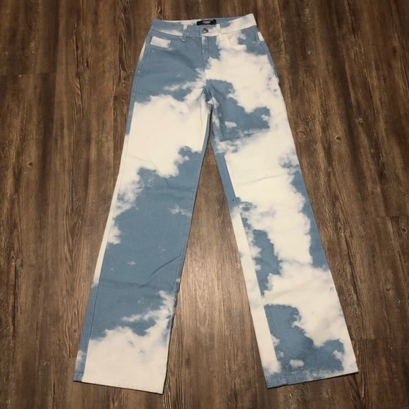 Jaded London Boyfriend Fit Jeans Women's 24 Cloud Tie Dye Print Baggy High Rise