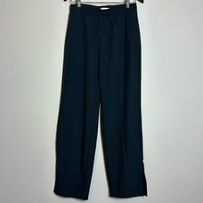 Abercrombie & Fitch Wide Leg Split Hem Pull On Trousers in Black Size Medium