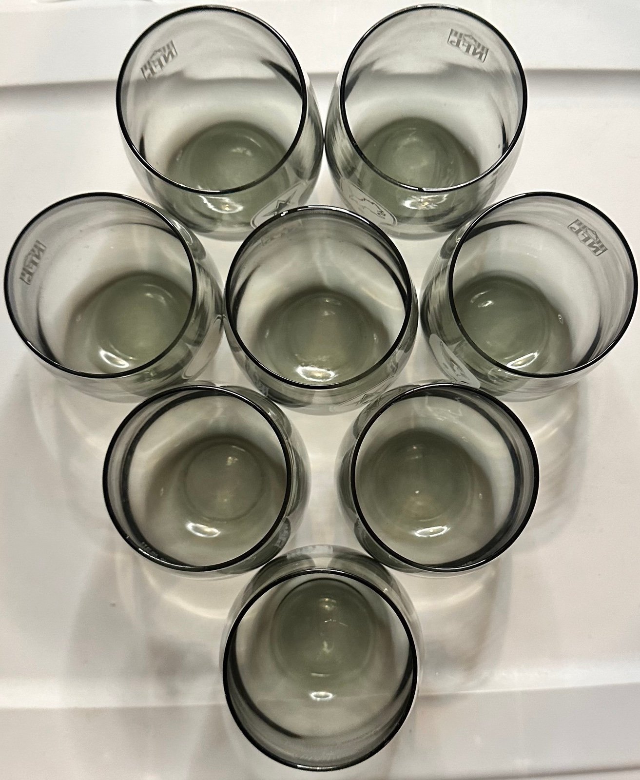 Vintage 60’s Lot of 8 Smoky Grey tumblers 8oz 7 Total NFL Teams {{SEND OFFER}}