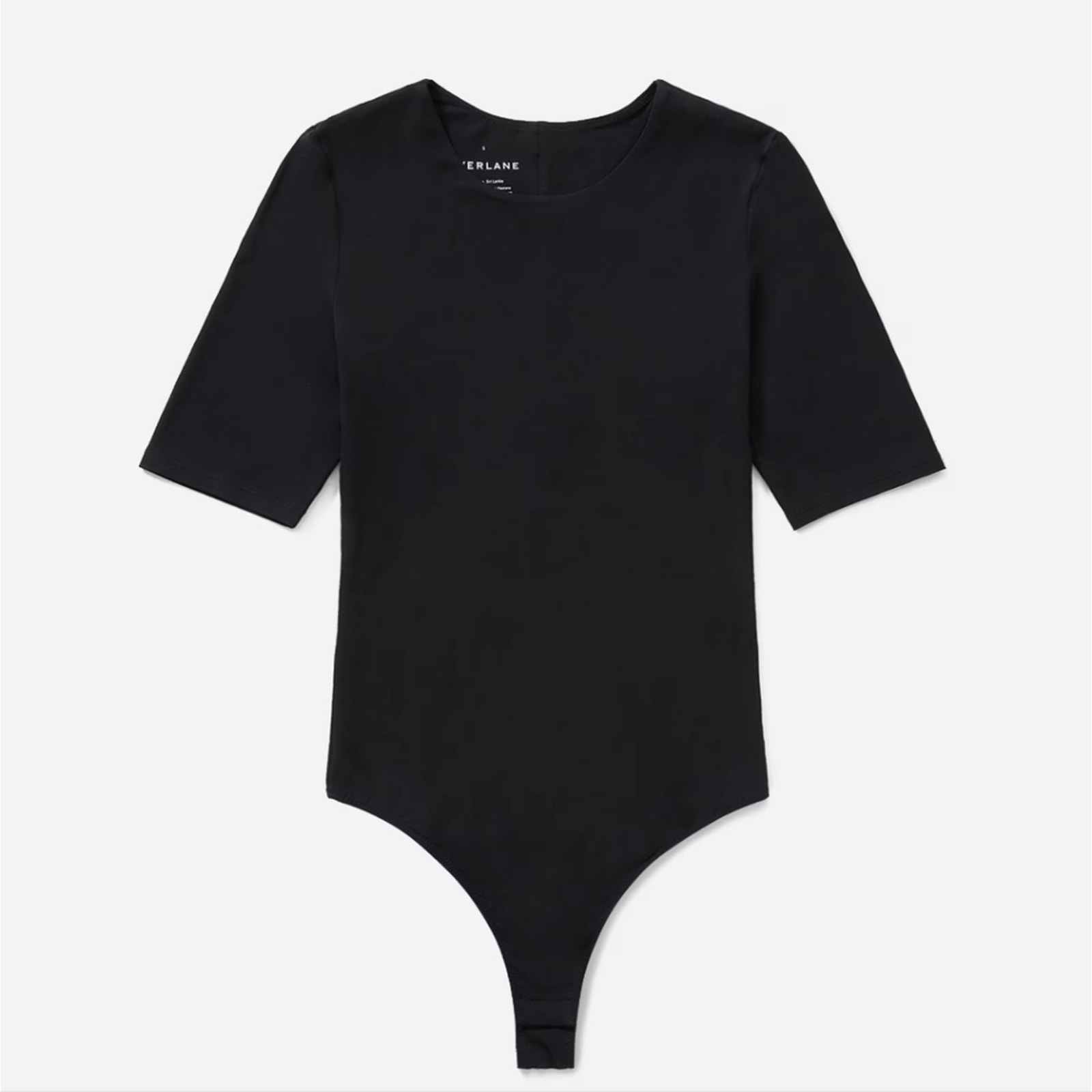 NWT Everlane Black The Short Sleeve Crewneck Thong Bodysuit