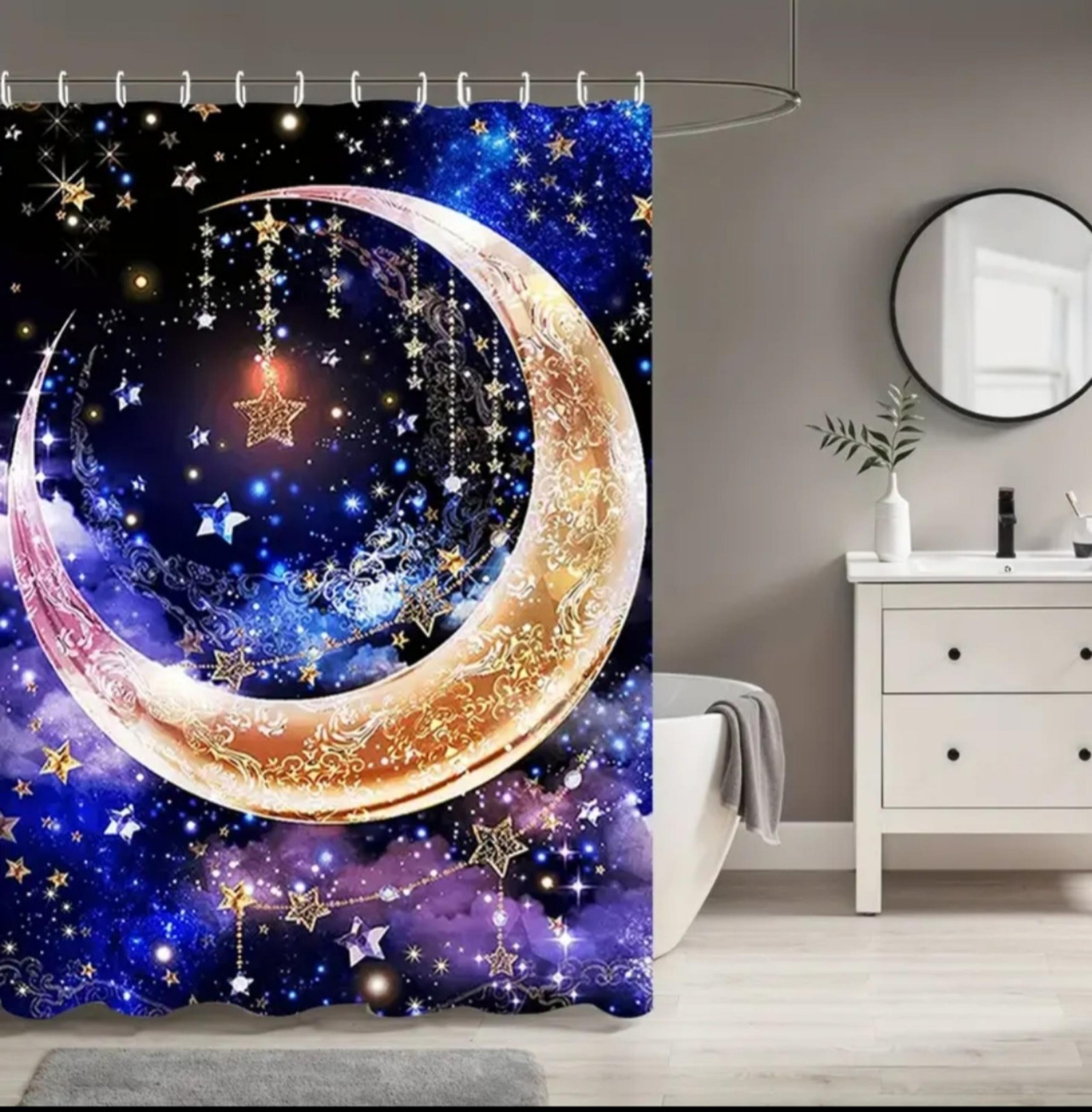 WORLD MARKET CELESTIAL STARS AND MOON SHOWER CURTAIN NWT