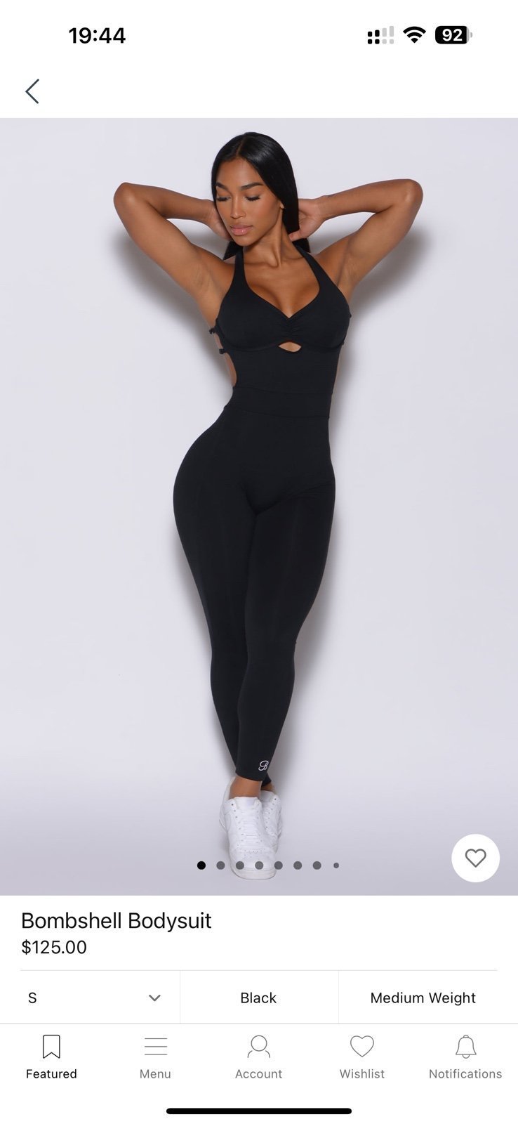 Bombshell Sportswear Bodysuit Long V-Back Design Black Small