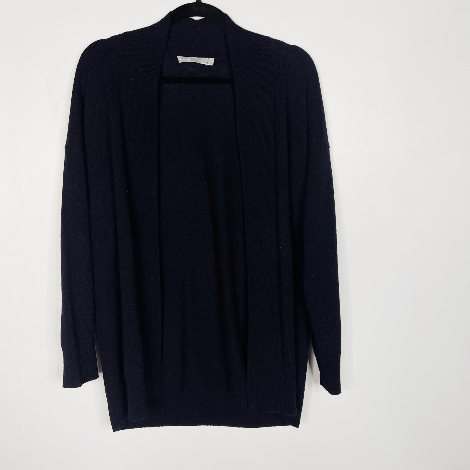 Vince Womens Small S Navy Blue Drop Shoulder Wool Cashmere Cardigan Sweater