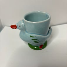 Vintage Egg Cup Blue Duck 2.5” there is crazing but no cracks