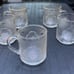 Beautiful Vintage K16 Malaysia Frosted Floral Pressed Glass Cup Mugs Set Of 5