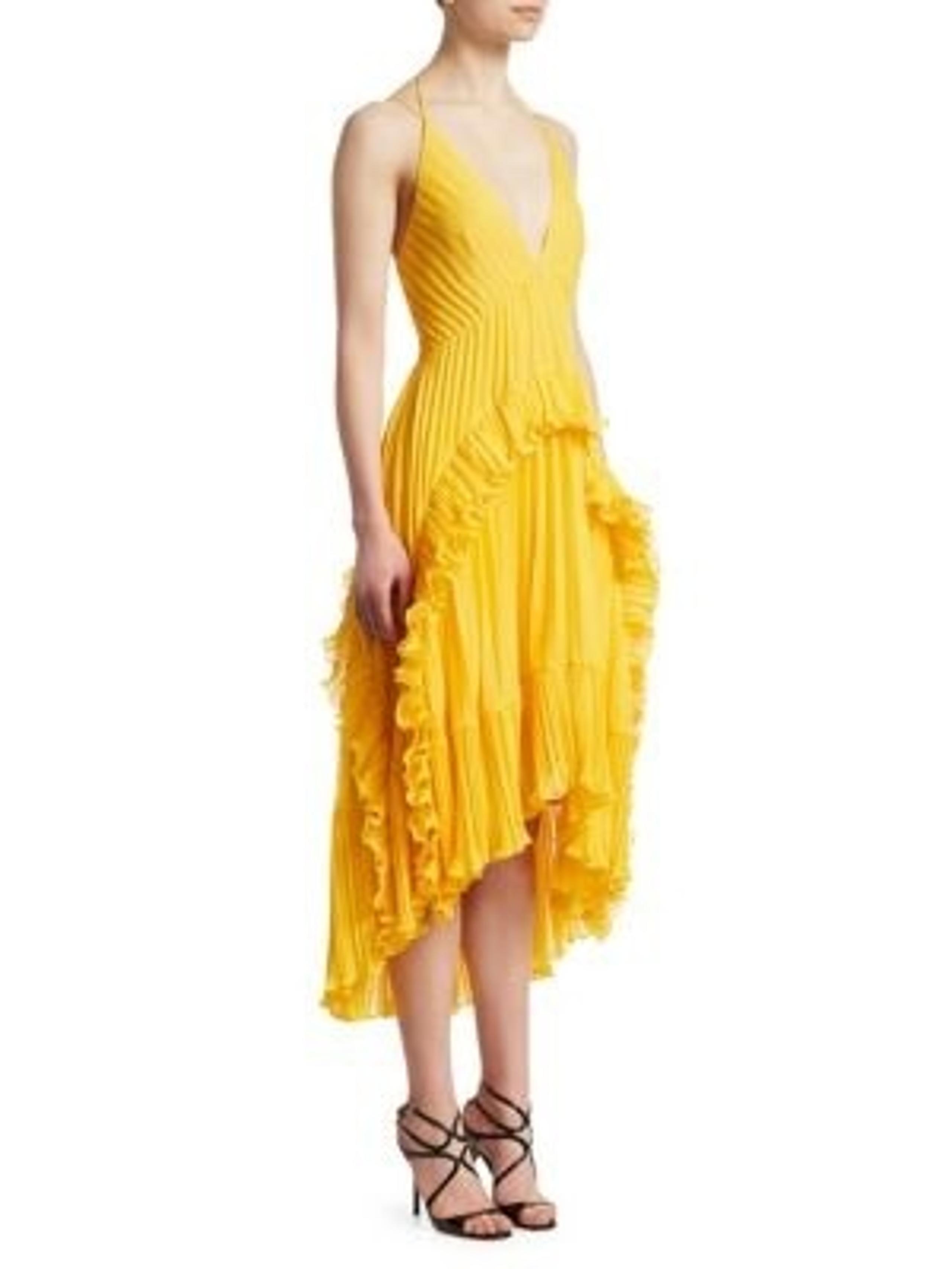 Halston Ruffled Halter Dress In Sunshine