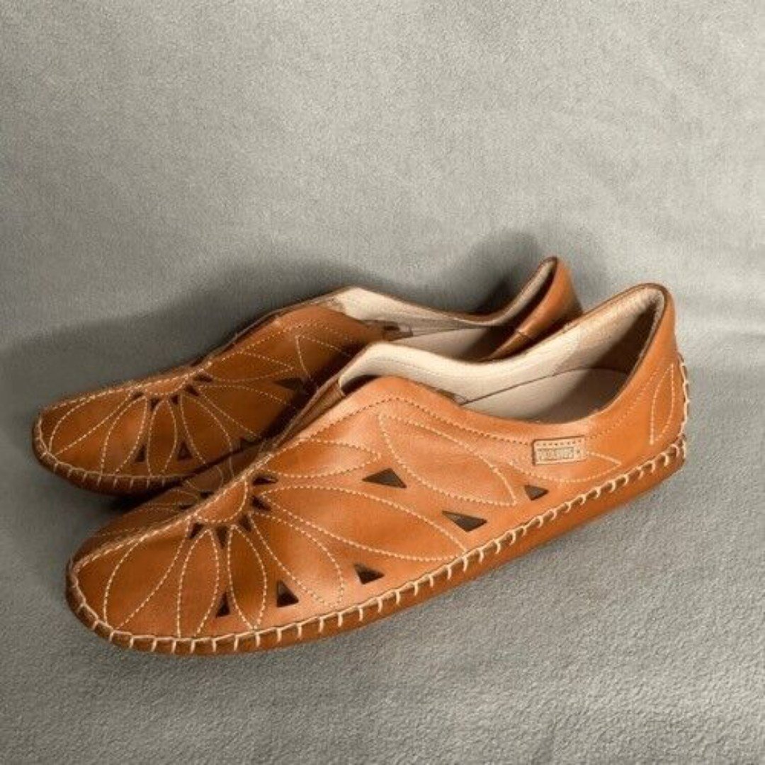 NWOB Pikolinos Jerez Casual Slip On Moccasin Women Size 39US8.5-9 Brown Calfskin