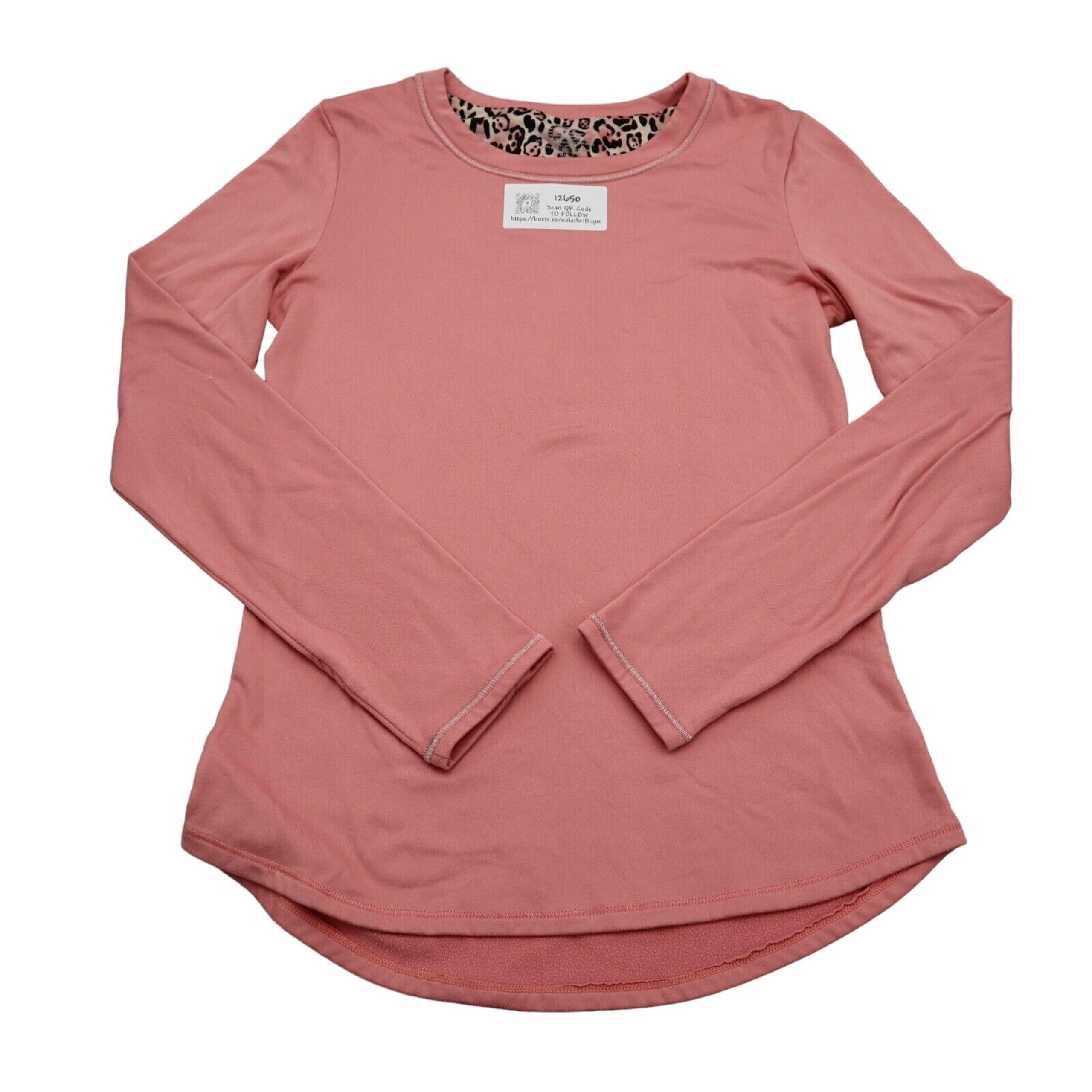 Cuddl Duds Shirt Womens S Coral Dusk Leopard Climate Right Sweater Pullover