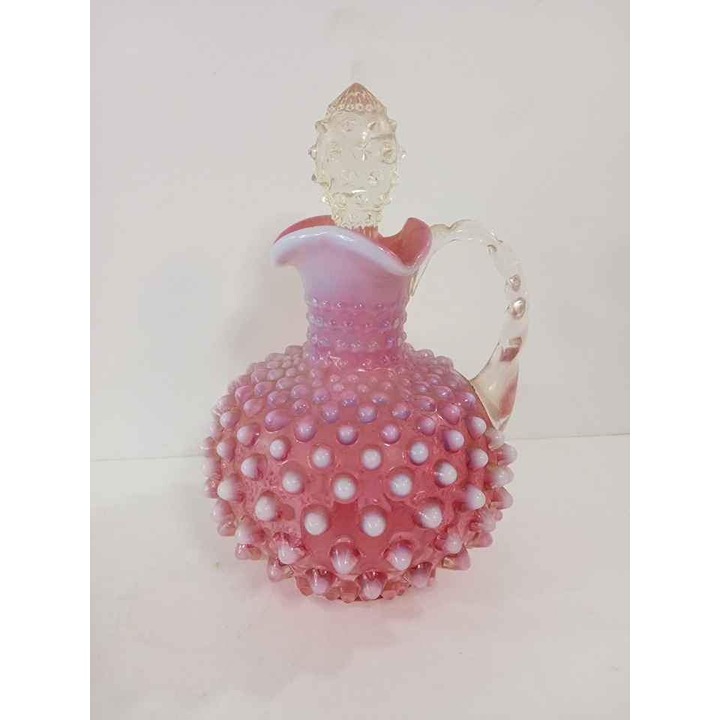 Vintage Fenton Cranberry Cruet Hobnail & Stopper
