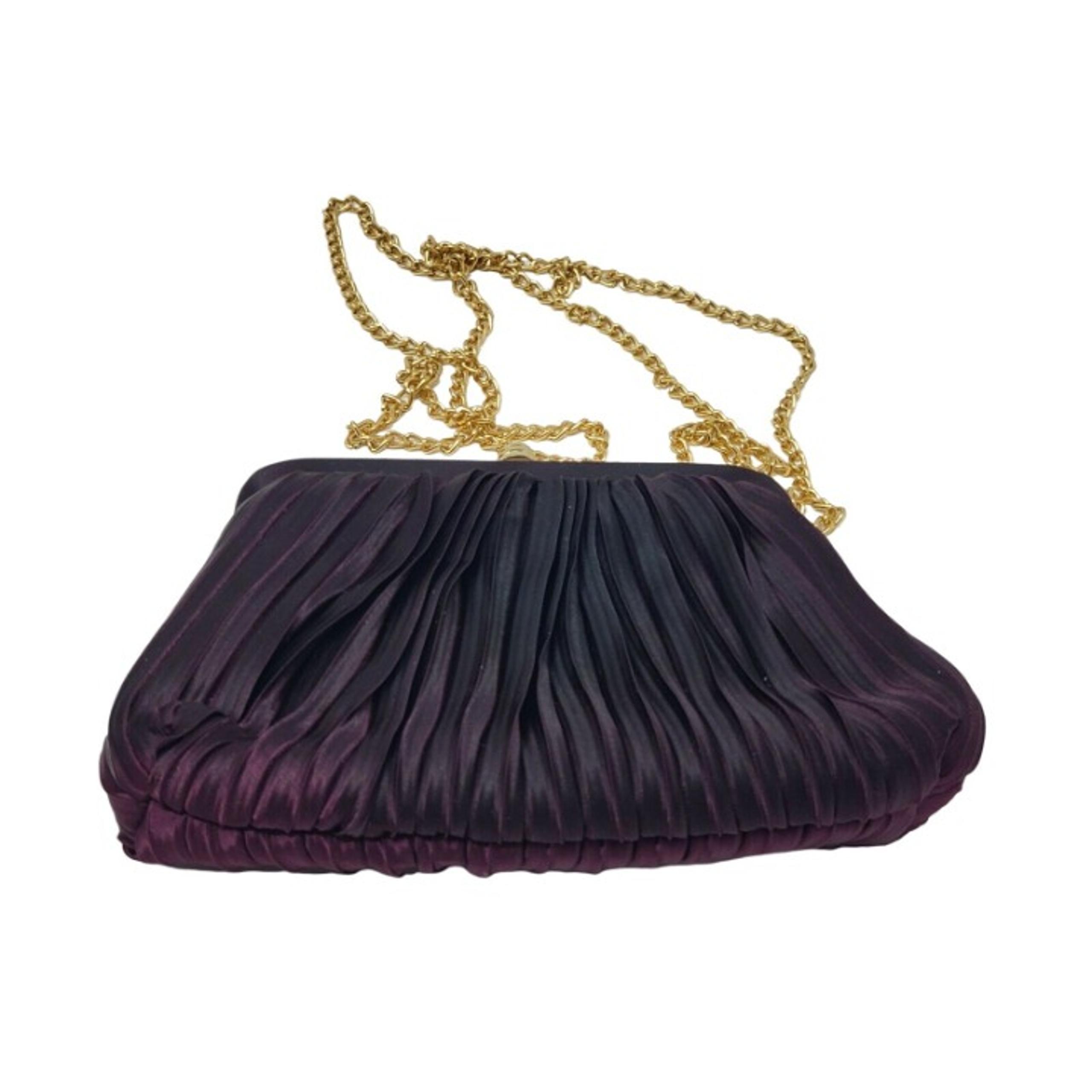 Sasha Purple Handbag Purse Evening Clutch Goldtone Chain Strap