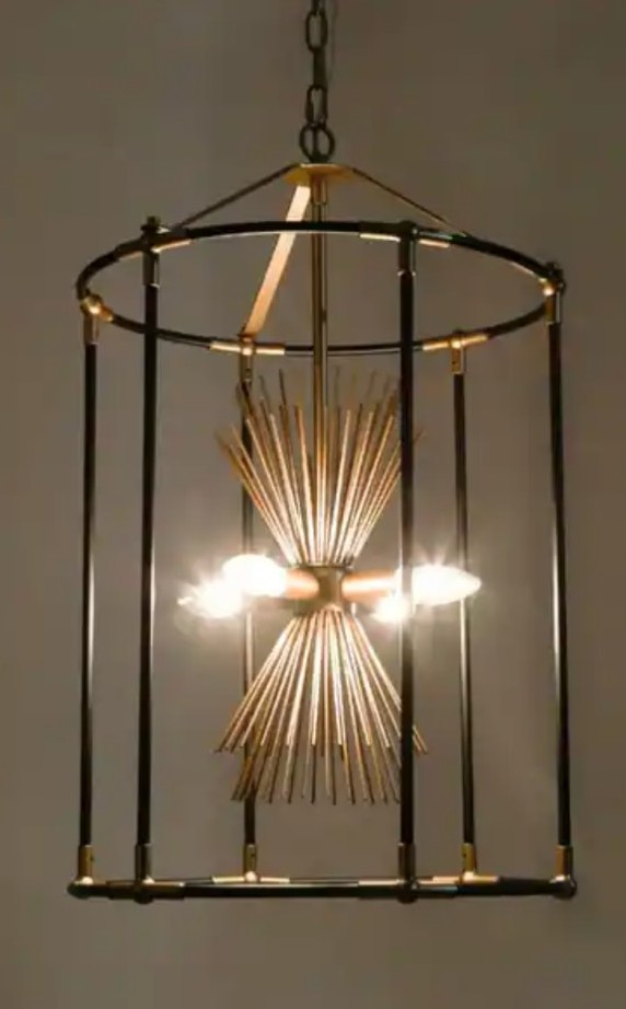 Modern Farmhouse 4-Light Starburst Chandelier Cage Pendant Light for Dining Room