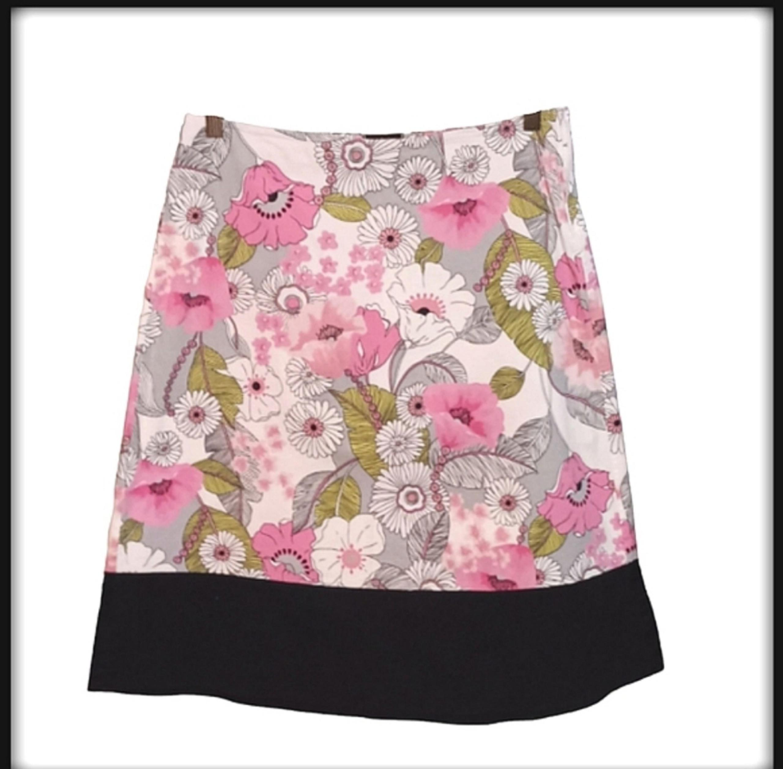Vintage Eyeshadow Vibrant Floral Color Block A-Line Skirt