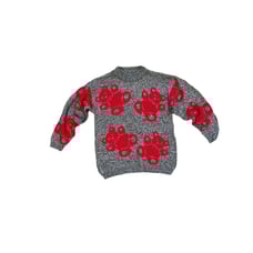 Vintage Sugar Co Ltd Mock Neck Sweater Gray Red Teddy Bears Women Size Small 90s