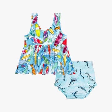 NWT Posh Peanut Wave Peplum Bummie Set 6-12