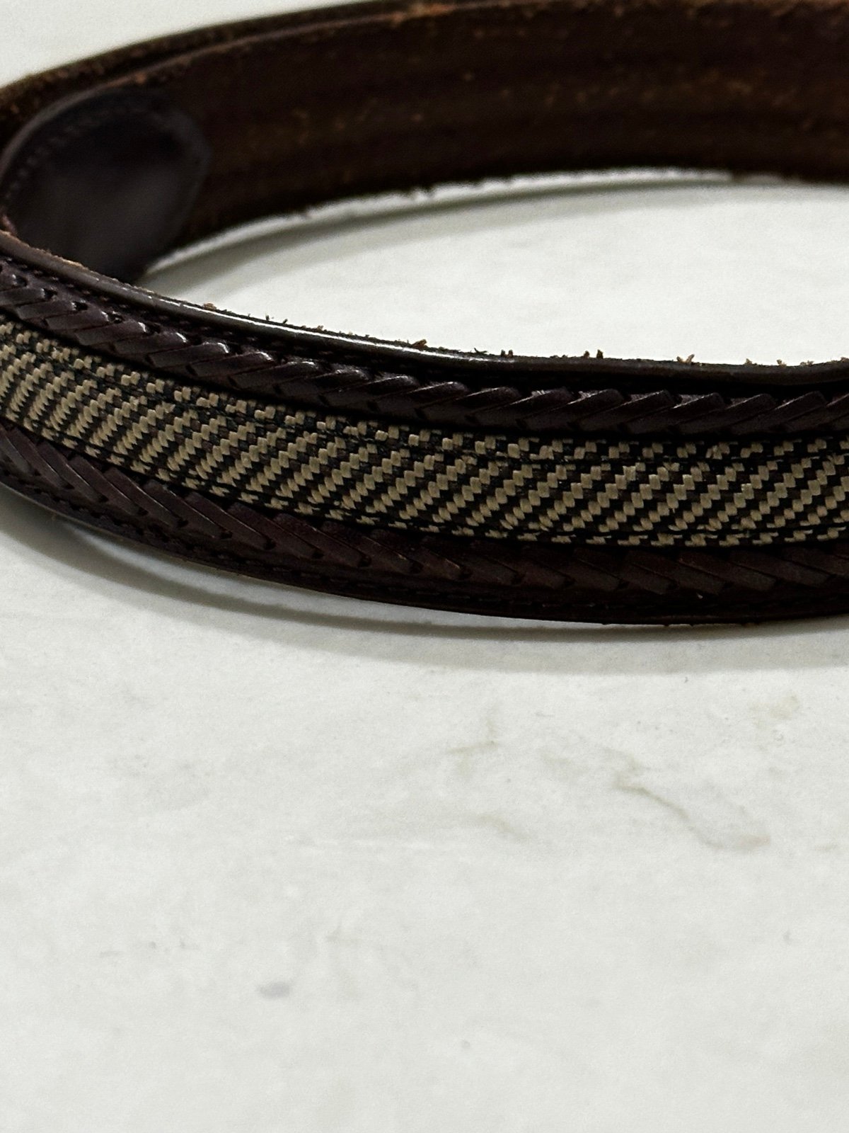 Brighton Belt Brown Leather with Inlay Men 36 Brass Tone Buckle P2707