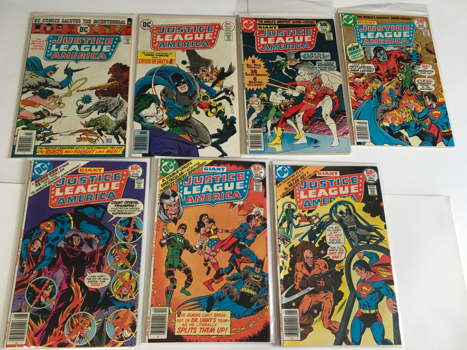 Justice League of America DC Comic Lot of 7: #132, 136, 139, 140, 145, 149, 150