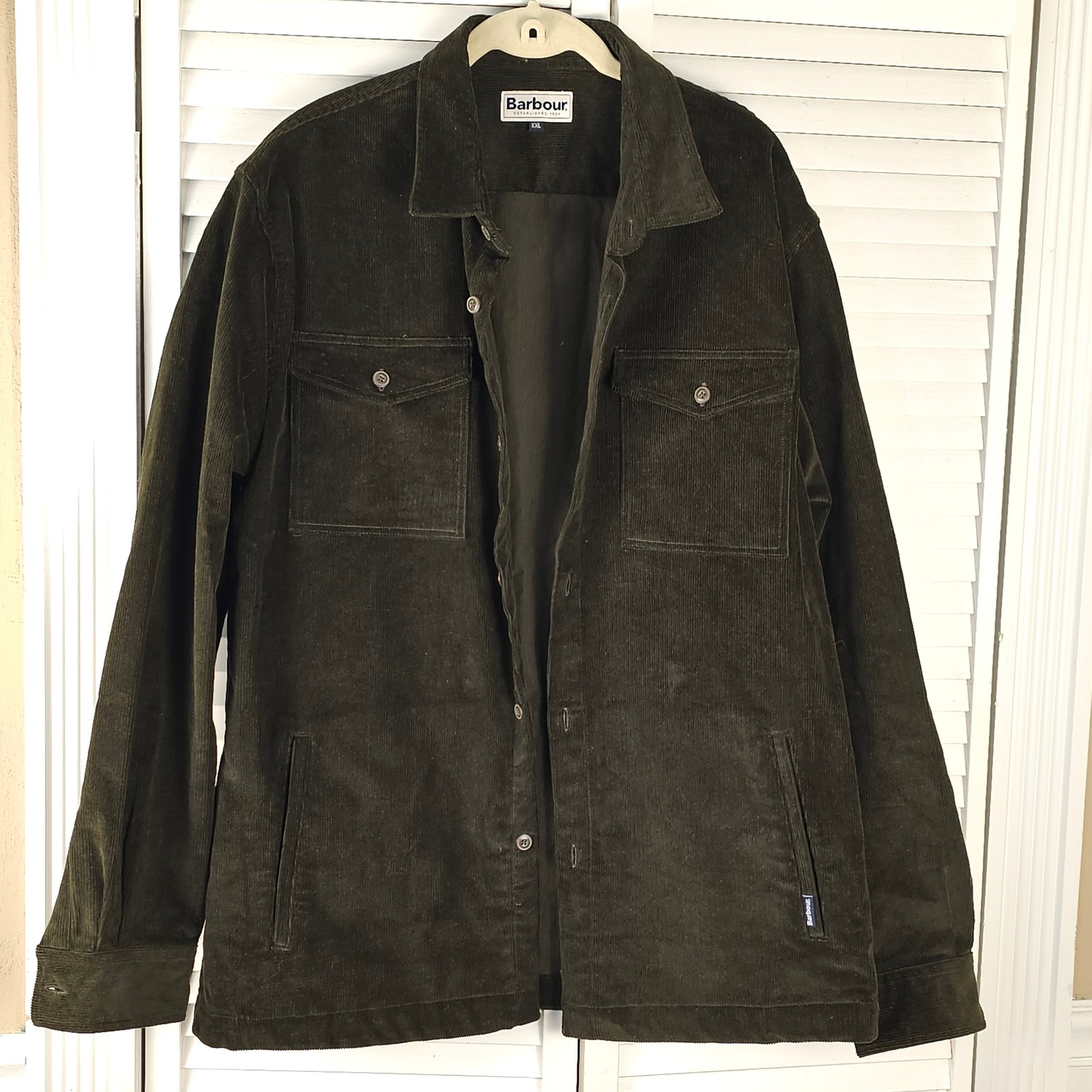 Barbour Mens Olive Green Corduroy Overshirt Jacket XXL