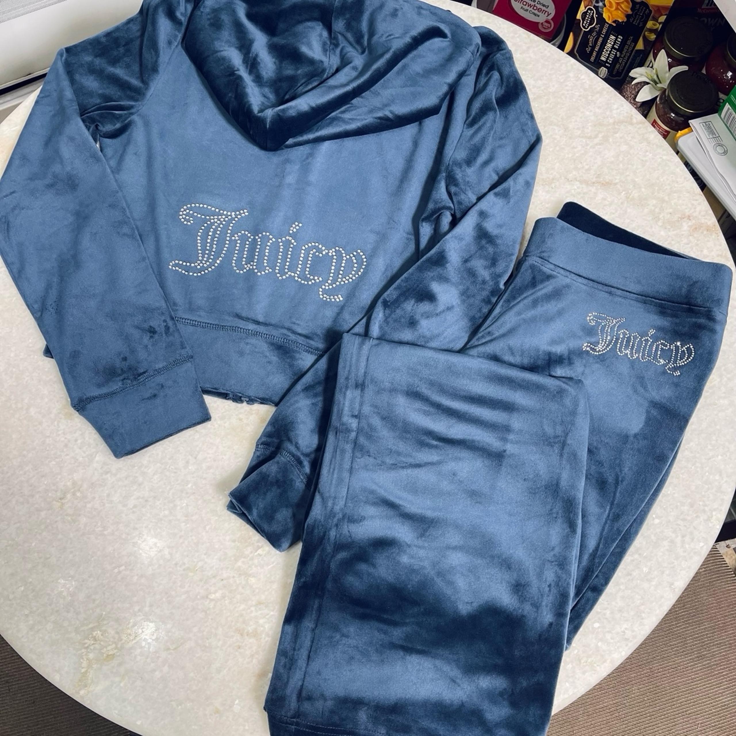 Juicy Couture y2k Regal Blue velour rhinestone bling tracksuit size small