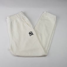 MLB NEW YORK YANKEES IVORY BASIC LOGO TRAINING JOGGER PANTS Sz L