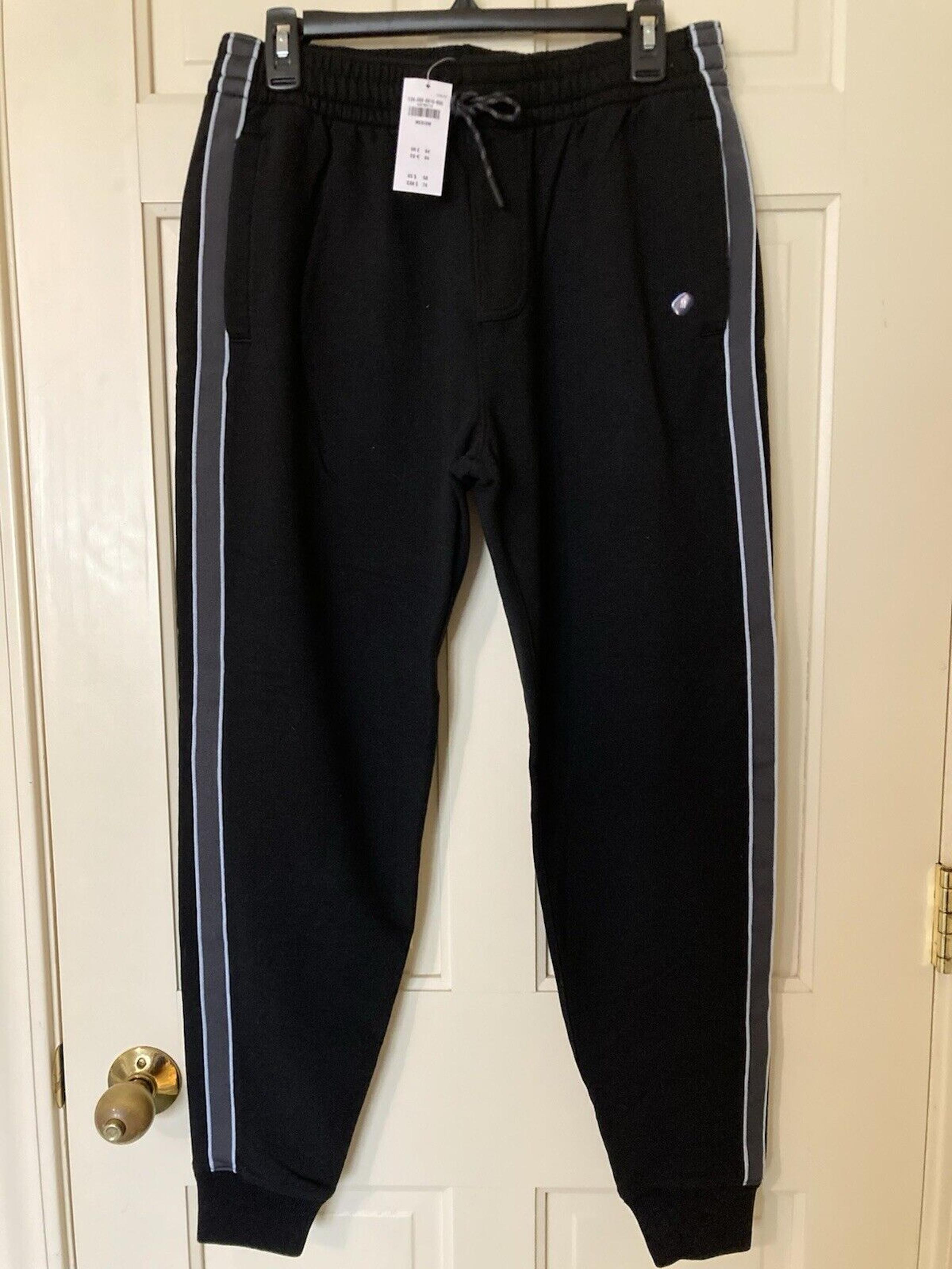Abercrombie & Fitch Mens SIze Medium Jogger Sweatpants Black Zip Pocket NWT