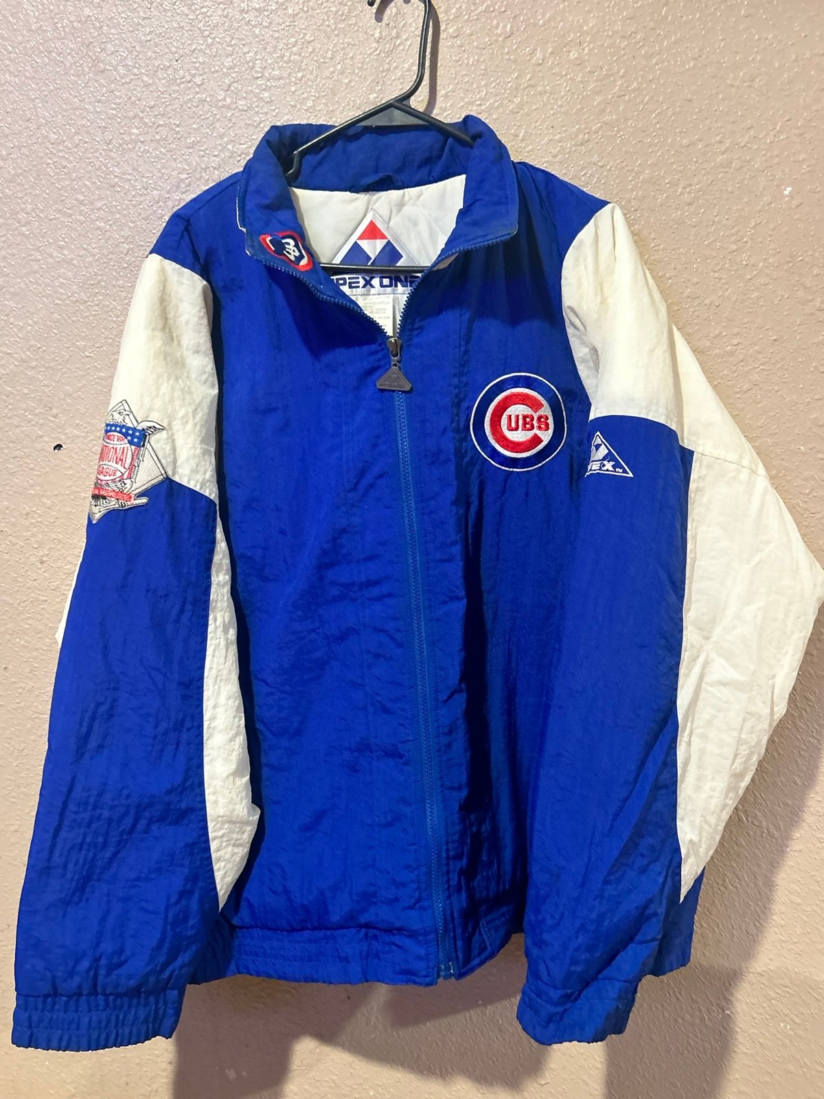 Vintage Apex One Chicago Cubs Jacket Coat Blue Size Large 90s MLB Baseball