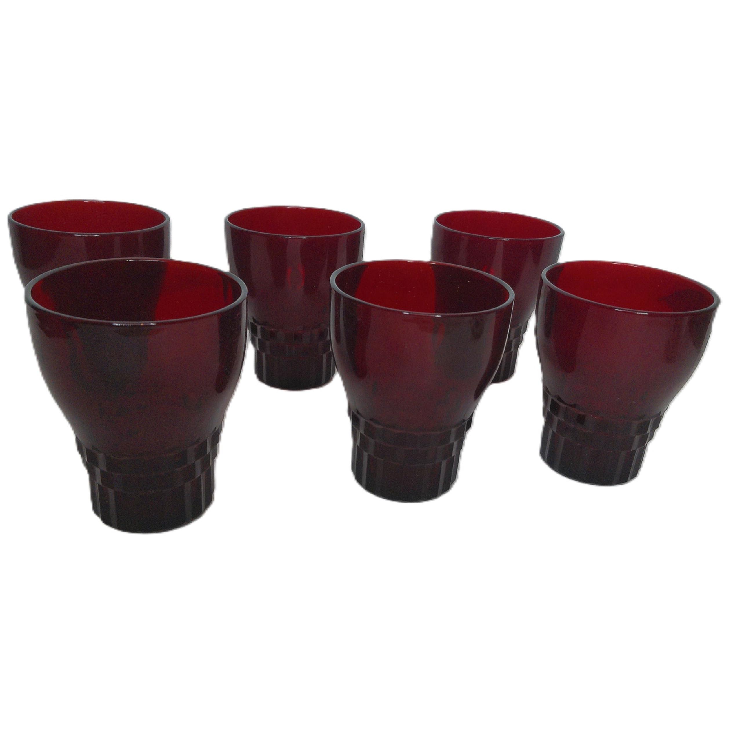 Vintage Anchor Hocking Royal Ruby Windsor Juice Drinking Glasses Set of 6