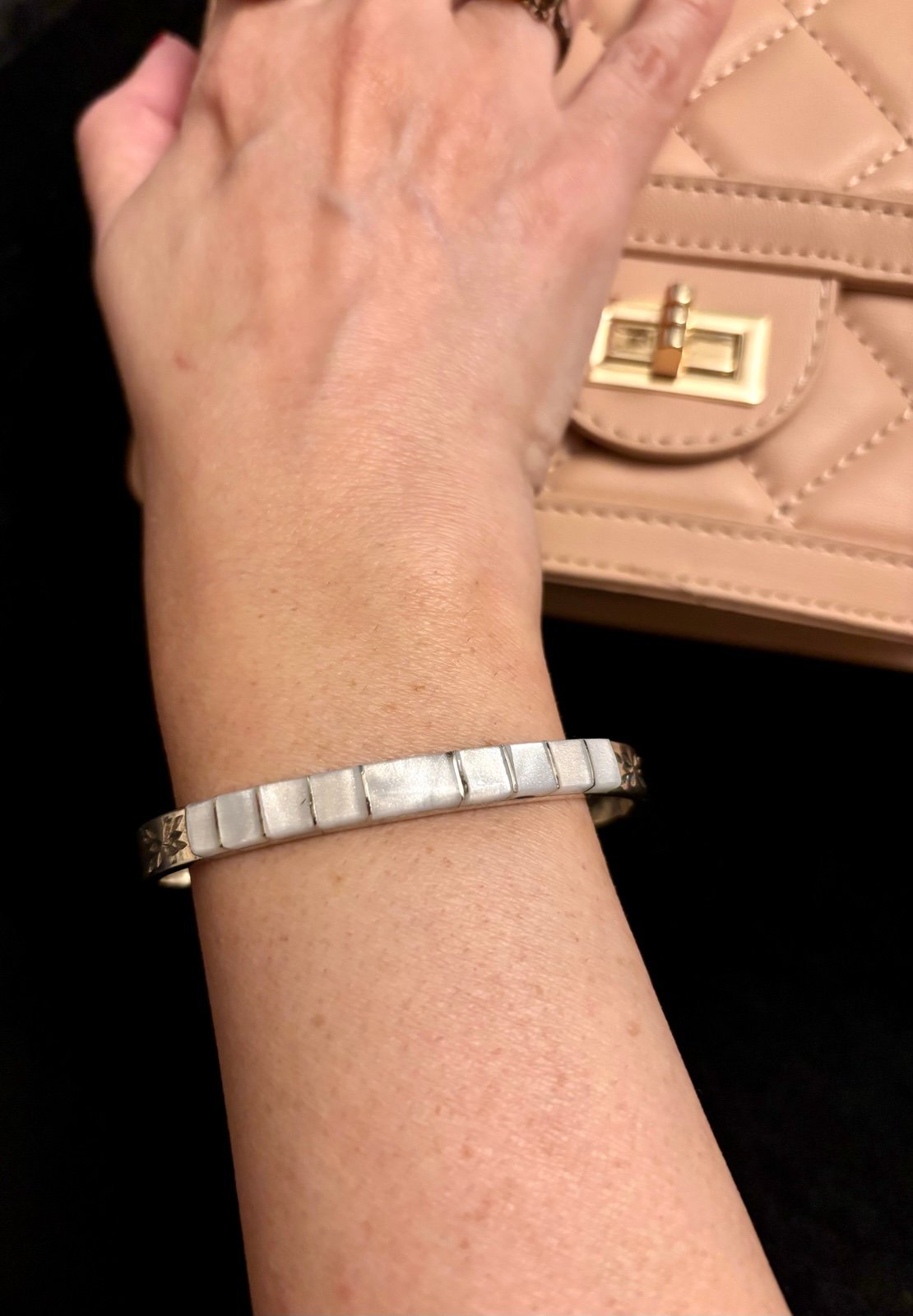 Vintage Mexican Silver 925 Mother of Pearl (MOP) Bangle Bracelet