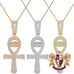 Real Genuine Silver 14K Gold Over Egyptian Ankh Cross Pendant Charm + Free Chain