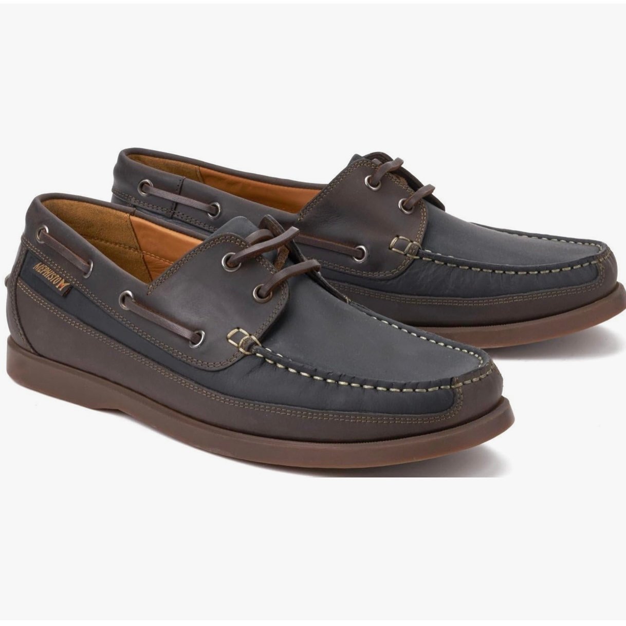 Men’s Mephisto Air Relax Leather Spinnaker Boat Shoe: Size 8.5 Dark & Med. Brn