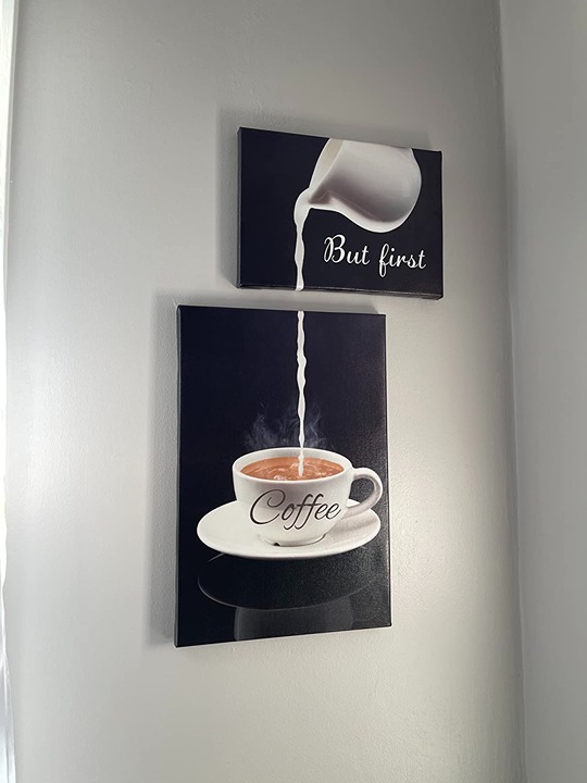 Coffee Bar Wall Decor for Kitchen - But First Coffee Sign - Kitchen Canvas Wall