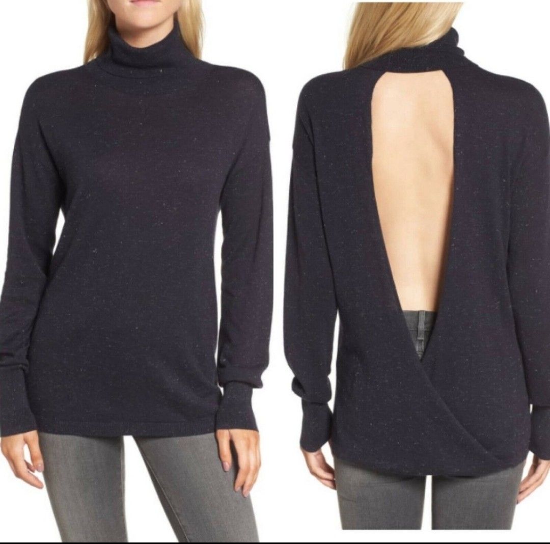 Chelsea28 open back blie sweater S